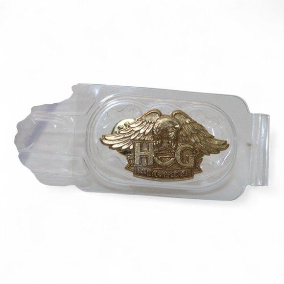 Harley Owners Group Gold-Tone Winged Lapel Pin In Original Packaging - Picture 4 of 6
